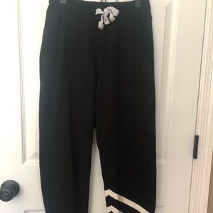 Black Jogger Sweatpants with White Stripes